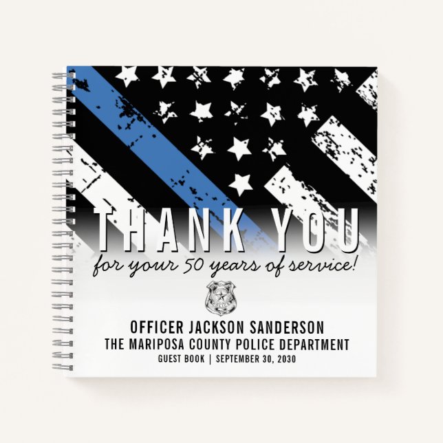 Police Retirement Anniversary Blue Line Guest Book (Front)
