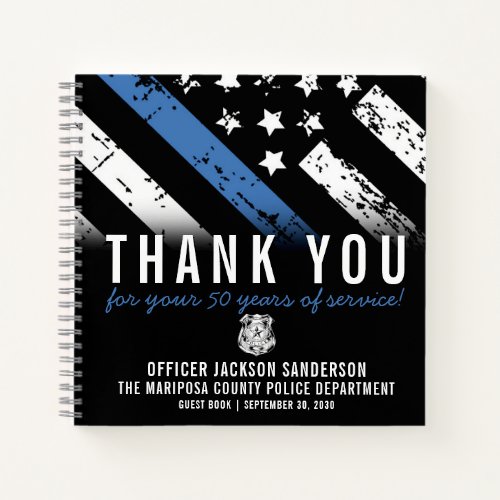 Police Retirement Anniversary Blue Line Guest Book
