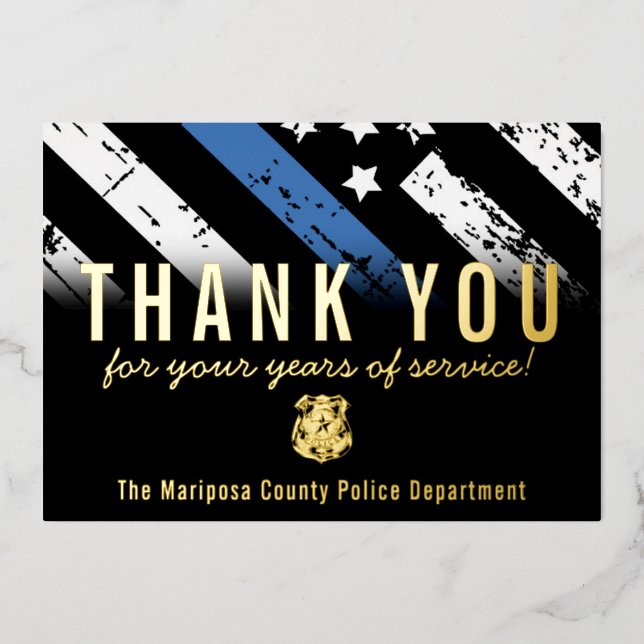 Police Retirement Anniversary Thank You Card (Front)