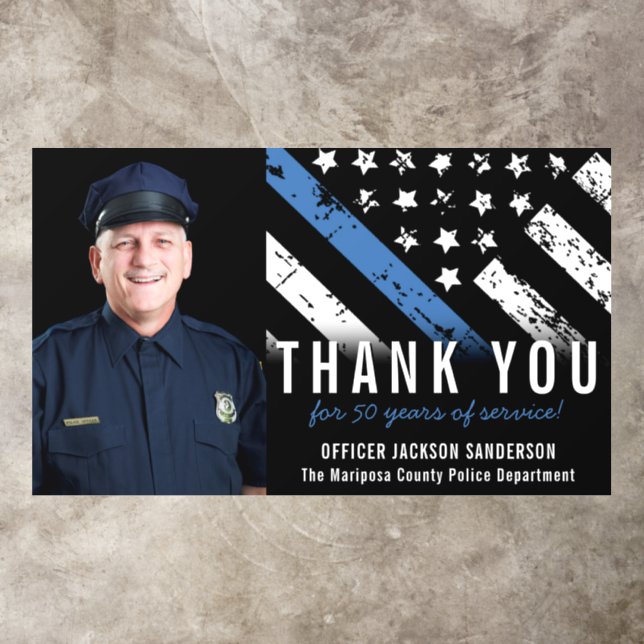 Police Retirement Anniversary Thin Blue Line Photo Floor Decals (Insitu)