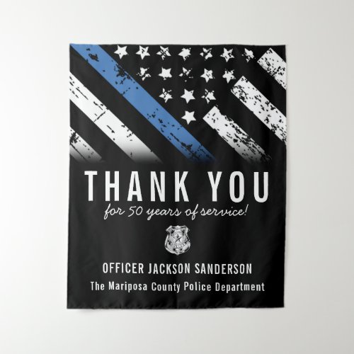 Police Retirement Anniversary Thin Blue Line Tapestry