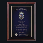 Police Retirement Award Plaque<br><div class="desc">The Police Retirement Award Plaque is fully customizable and can be used for law enforcement retirement recognition award or for any other event purposes. Designed by Norman Reutter</div>