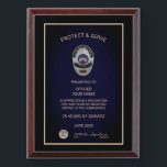 Police Retirement Award Plaque<br><div class="desc">The Police Retirement Award Plaque is fully customizable and can be used for law enforcement retirement recognition award or for any other event purposes. Designed by Norman Reutter</div>