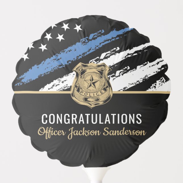 Police Retirement Blue Line Flag Congratulations Balloon (Front)