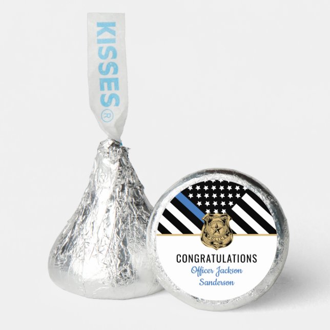 Police Retirement Blue Line Flag Congratulations Hershey®'s Kisses® (Front)