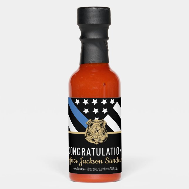 Police Retirement Blue Line Flag Congratulations Hot Sauces (Front)