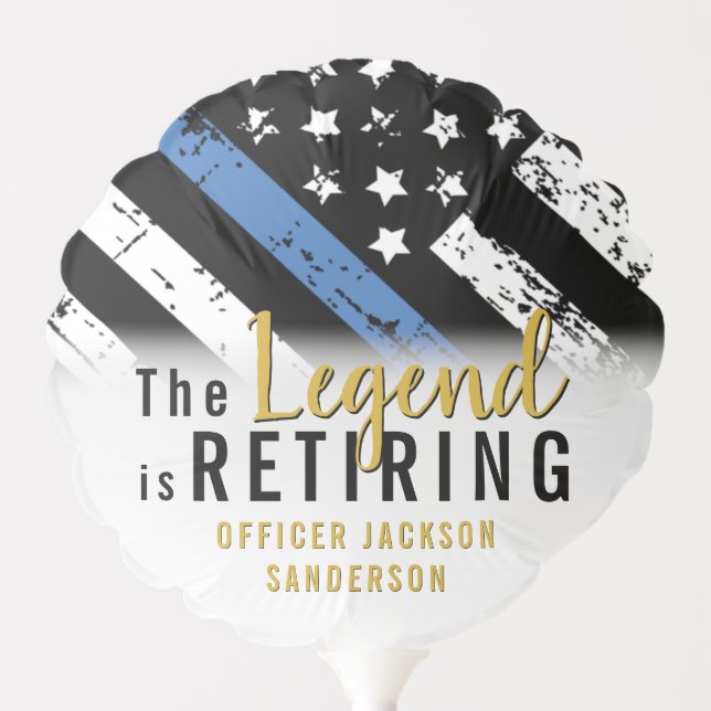 Police Retirement Blue Line Flag Law Enforcement Balloon (Front)