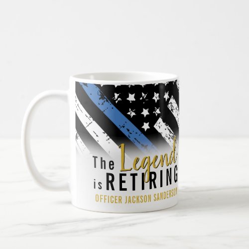 Police Retirement Blue Line Flag Law Enforcement Coffee Mug