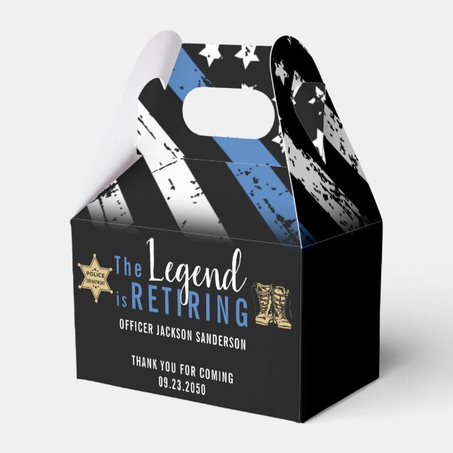 Police Retirement Blue Line Flag Law Enforcement Favor Boxes (Front Side)