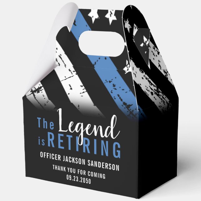 Police Retirement Blue Line Flag Law Enforcement Favor Boxes (Back)