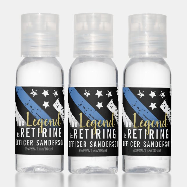Police Retirement Blue Line Flag Law Enforcement Hand Sanitizer (Set)