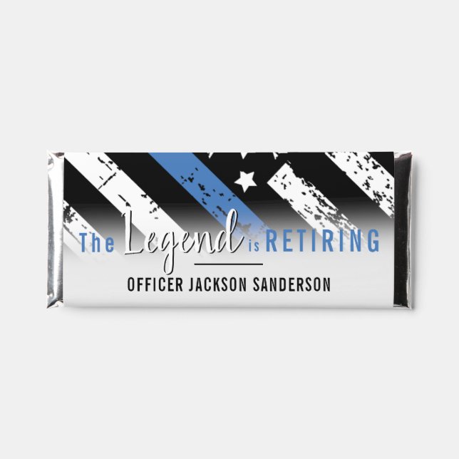 Police Retirement Blue Line Flag Law Enforcement Hershey Bar Favors (Front)