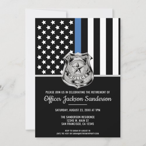 Police Retirement Blue Line Flag Law Enforcement
