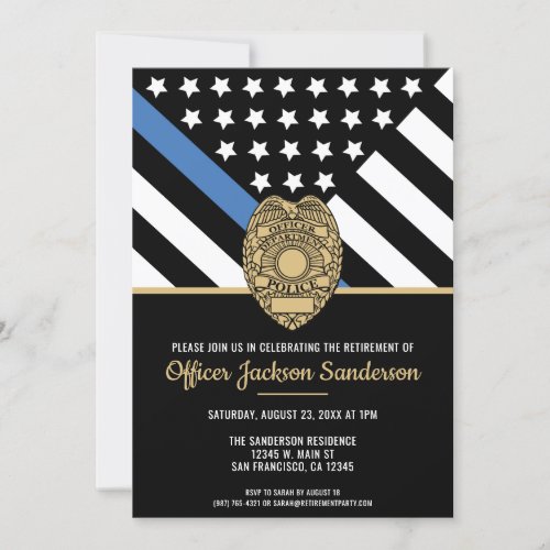 Police Retirement Blue Line Flag Law Enforcement Invitation