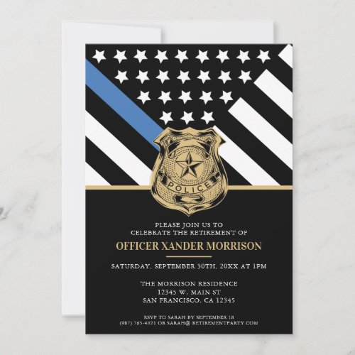 Police Retirement Blue Line Flag Law Enforcement