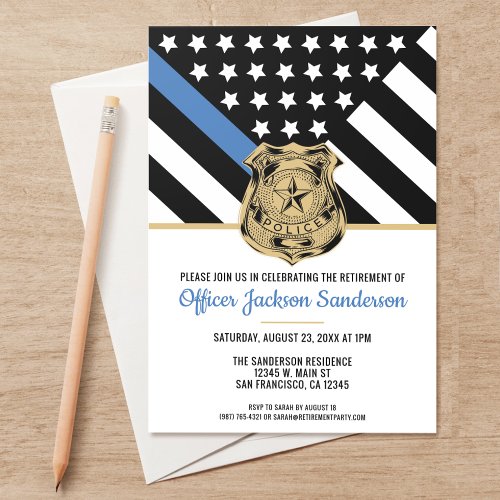 Police Retirement Blue Line Flag Law Enforcement Invitation