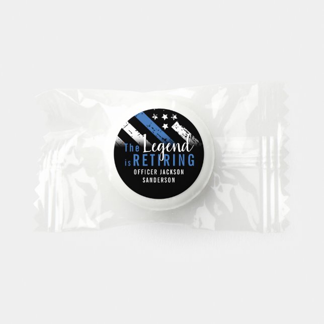 Police Retirement Blue Line Flag Law Enforcement Life Saver® Mints (Front)