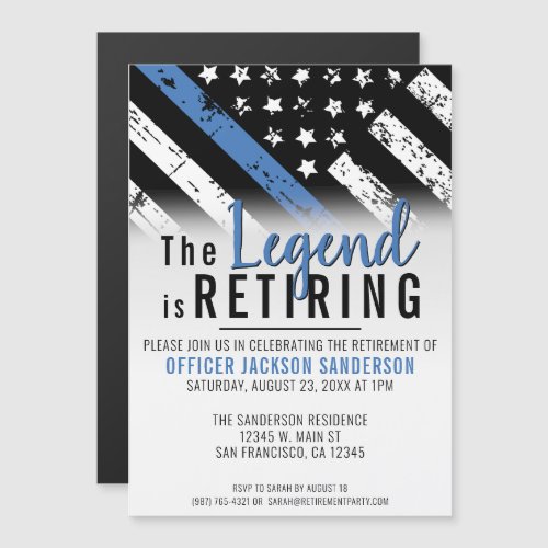 Police Retirement Blue Line Flag Law Enforcement Magnetic Invitation