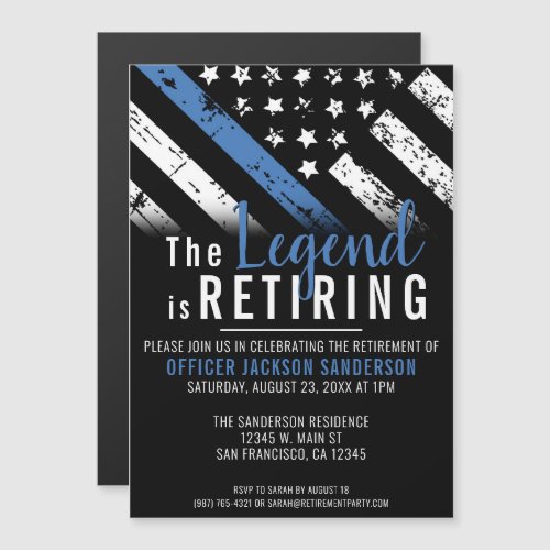 Police Retirement Blue Line Flag Law Enforcement Magnetic Invitation