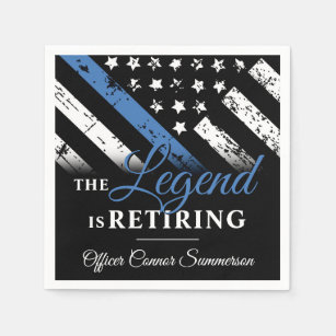 Police Retirement Blue Line Flag Law Enforcement Napkins