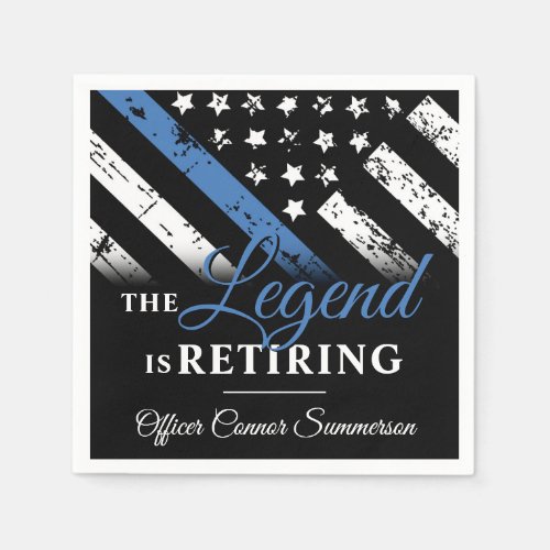 Police Retirement Blue Line Flag Law Enforcement Napkins