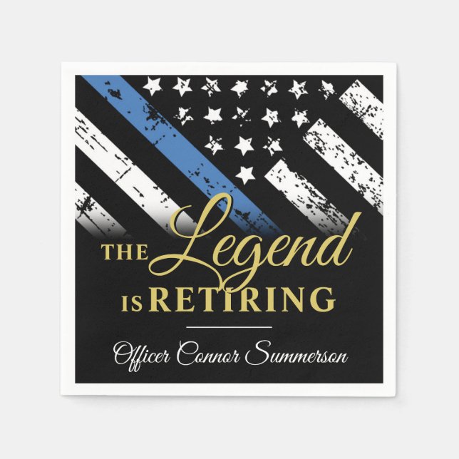 Police Retirement Blue Line Flag Law Enforcement Napkins (Front)