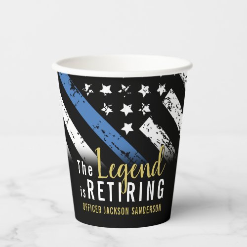 Police Retirement Blue Line Flag Law Enforcement Paper Cups