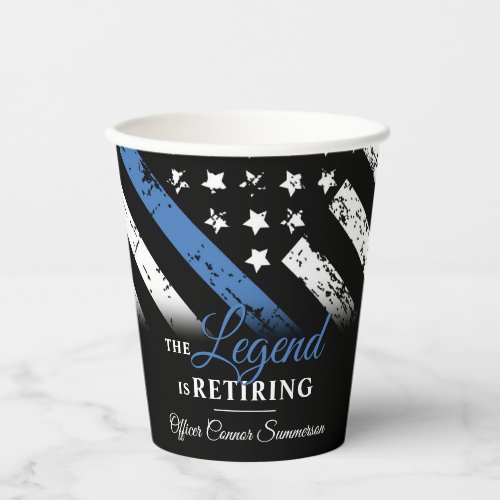 Police Retirement Blue Line Flag Law Enforcement Paper Cups