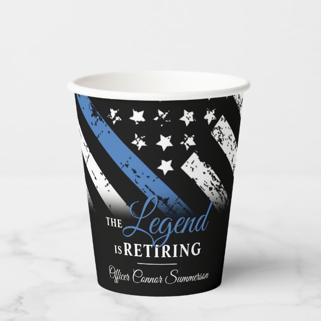 Police Retirement Blue Line Flag Law Enforcement Paper Cups (Front)