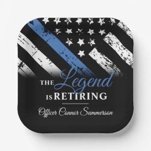 Police Retirement Blue Line Flag Law Enforcement Paper Plates