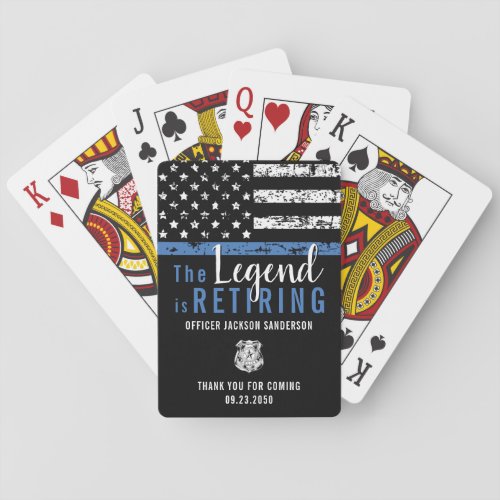 Police Retirement Blue Line Flag Law Enforcement Playing Cards