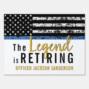 Police Retirement Blue Line Flag Law Enforcement Sign