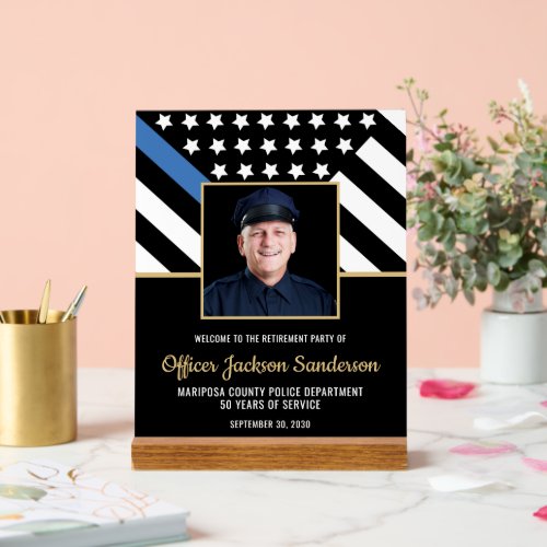 Police Retirement Blue Line Flag Photo Welcome