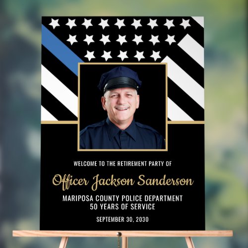 Police Retirement Blue Line Flag Photo Welcome