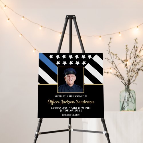 Police Retirement Blue Line Flag Photo Welcome