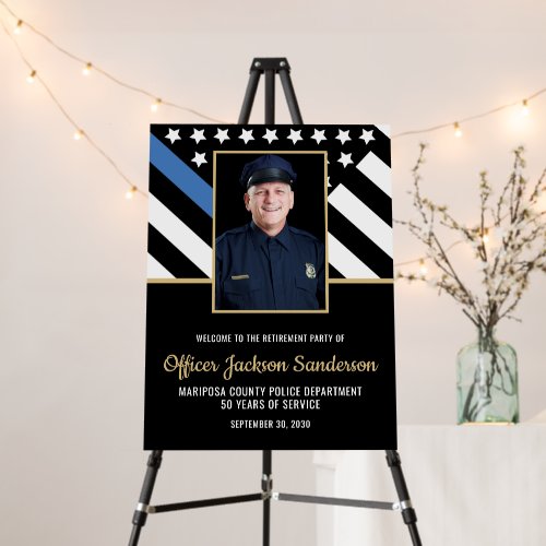 Police Retirement Blue Line Flag Photo Welcome
