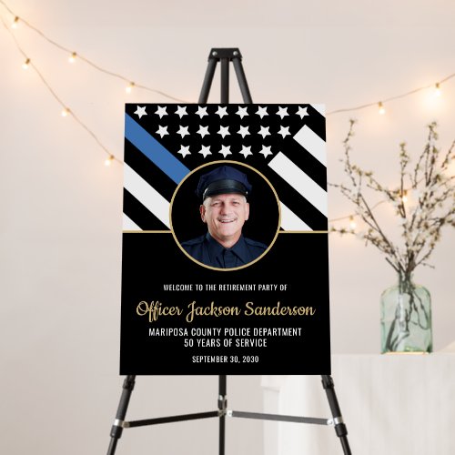 Police Retirement Blue Line Flag Photo Welcome