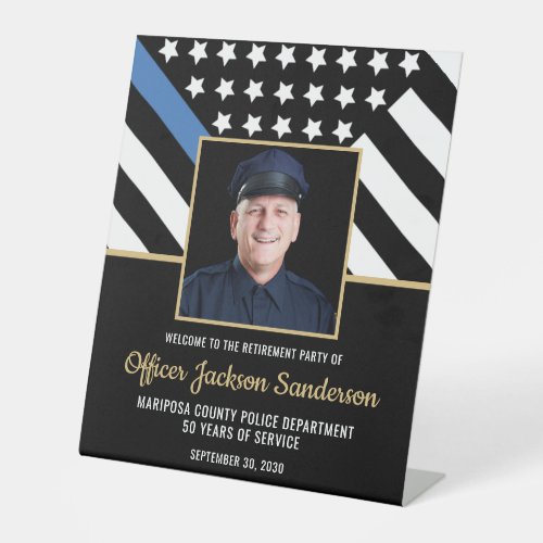 Police Retirement Blue Line Flag Photo Welcome