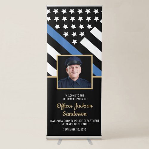 Police Retirement Blue Line Flag Photo Welcome