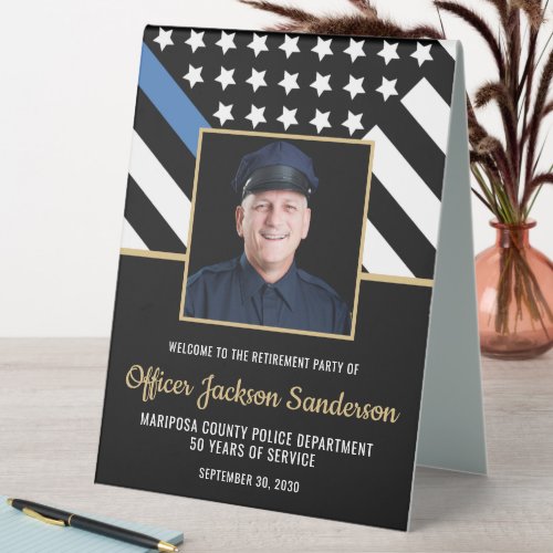 Police Retirement Blue Line Flag Photo Welcome