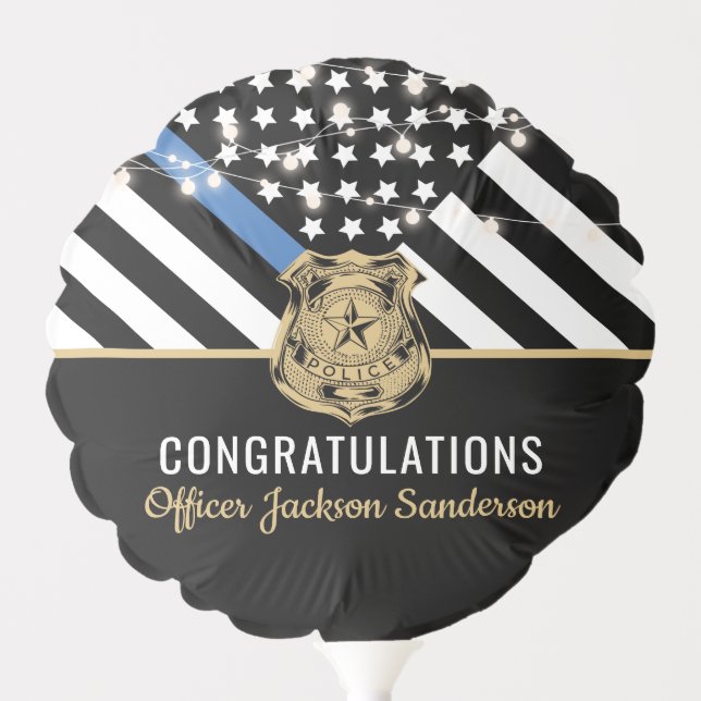 Police Retirement Blue Line Law Enforcement Balloon (Front)