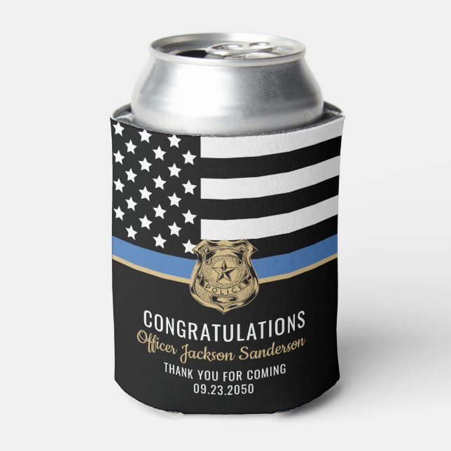 Police Retirement Blue Line Law Enforcement Can Cooler (Can Front)