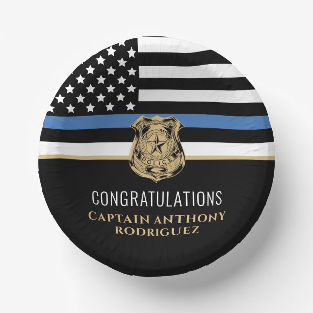 Police Retirement Blue Line Law Enforcement Paper Bowls (Front)