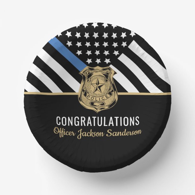 Police Retirement Blue Line Law Enforcement Paper Bowls (Front)