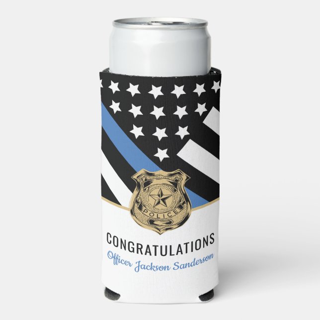 Police Retirement Blue Line Law Enforcement Seltzer Can Cooler (Seltzer Front)