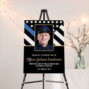 Police Retirement Blue Line Photo Party Welcome Foam Board