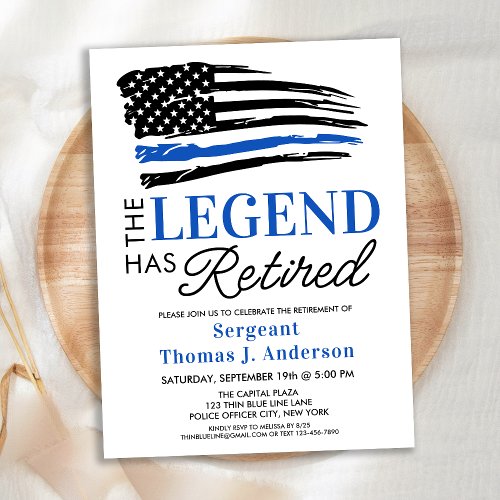 Police Retirement Blue US Flag Law Enforcement 