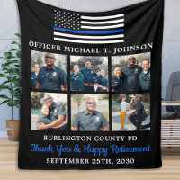 Police Retirement Custom 6 Photo Thin Blue Line
