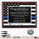 Police Retirement Custom Blue Law Enforcement  Award Plaque<br><div class="desc">Celebrate and show your appreciation to an outstanding Police Officer with this Thin Blue Line Award - American flag design in Police Flag colors , distressed design. Personalize this police retirement award with officers name, text with law enforcement department name and community, and date of retirement. Perfect of police retirement...</div>