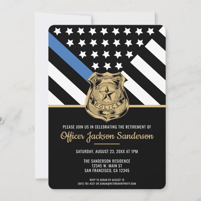 Police Retirement Flag Law Enforcement Officer Invitation (Front)